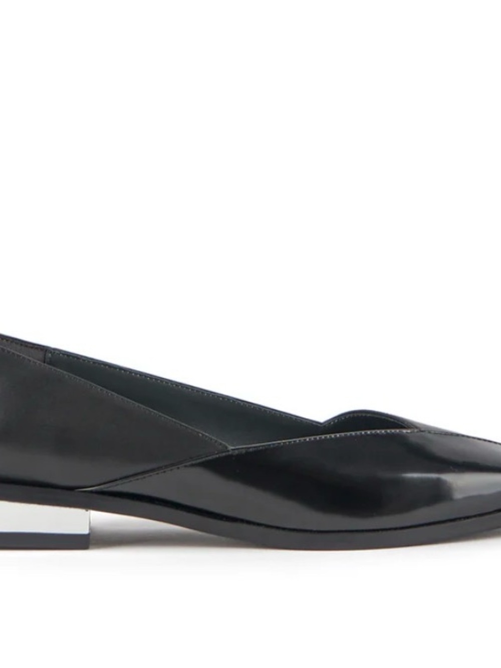 United Nude Black Patent Pointed-Toe Flats with Metallic Geometric Heel